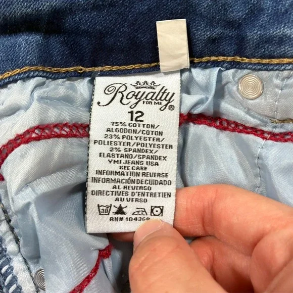 Royalty For Me Womens Jeans Size 12 Blue Denim Frayed Hem Classic Mid Rise - Picture 4 of 11